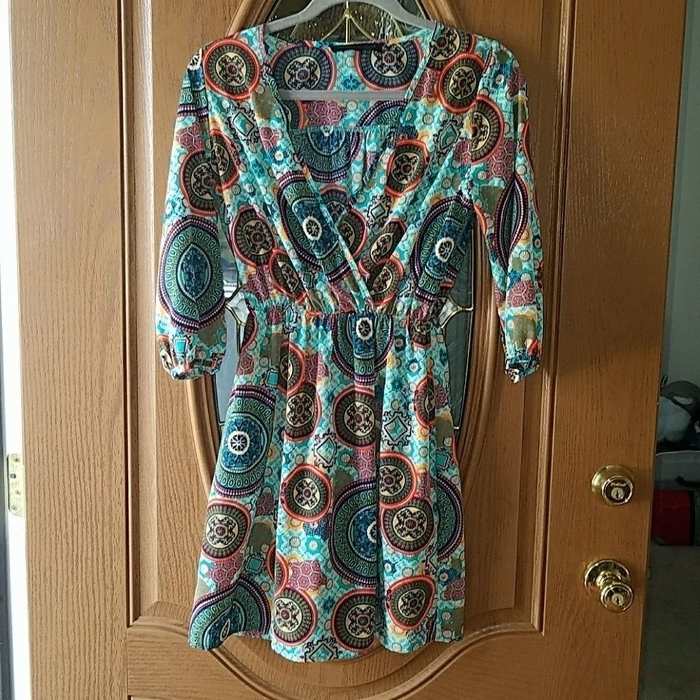 Peaches N Cream printed dress Sz. S EUC